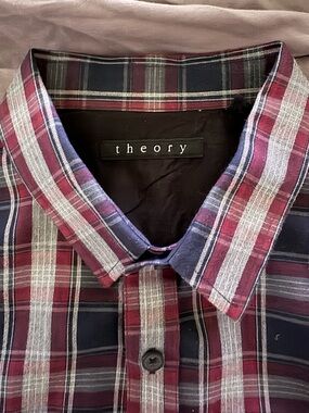 Theory Aumont Kentin Casual Button-Down Preppy Striped Long Sleeve Dress Shirt